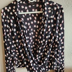 Lane Bryant Black and White Patterned Blouse